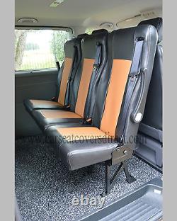VW Transporter T5 MINIBUS 9 Seater Tailored Van Seat Covers Black & Tan
