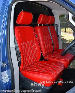 VW Transporter T5 Waterproof Genuine Fit Van Seat Covers Red Diamond No Logos