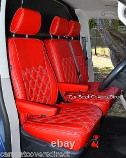 VW Transporter T5 Waterproof Genuine Fit Van Seat Covers Red Diamond No Logos