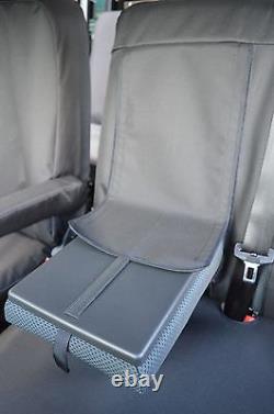 VW Transporter T6 Genuine Fit EXTRA Heavy Duty Seat Covers in Black with Clipboard