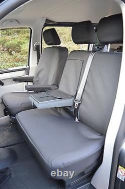 VW Transporter T6 Genuine Fit EXTRA Heavy Duty Seat Covers in Black with Clipboard