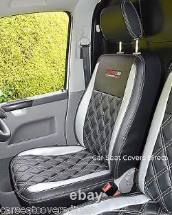 VW Transporter T6 Tailored Genuine Fit Van Seat Covers Black & Silver Diamonds