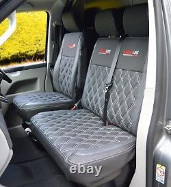 VW Transporter T6 Tight Fitting Sportline Seat Covers Black & Modena Diamonds