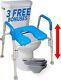 Versatile Blue Raised Toilet Seat With Armrests Fits All Toilets, Easy Install