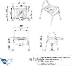 Versatile Blue Raised Toilet Seat with Armrests Fits All Toilets, Easy Install