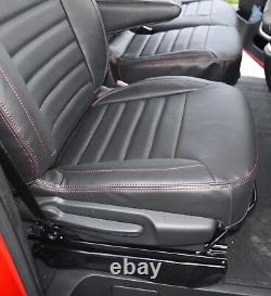 Waterproof Leather Look Quilted Seat Covers with Logos to Fit Nissan NV300