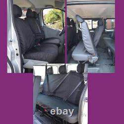 Waterproof Minibus 9 Black Seat Covers (WithArmrest) For Nissan Primastar 2006-14