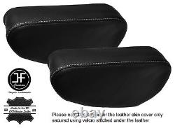 White Stitch 2x Seat Armrest Leather Covers Fits Mitsubishi Pajero Shogun 90-01