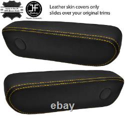 Yellow Stitch 2x Seat Armrest Real Leather Covers Fits Bmw E23 E28 5 & 7 Series